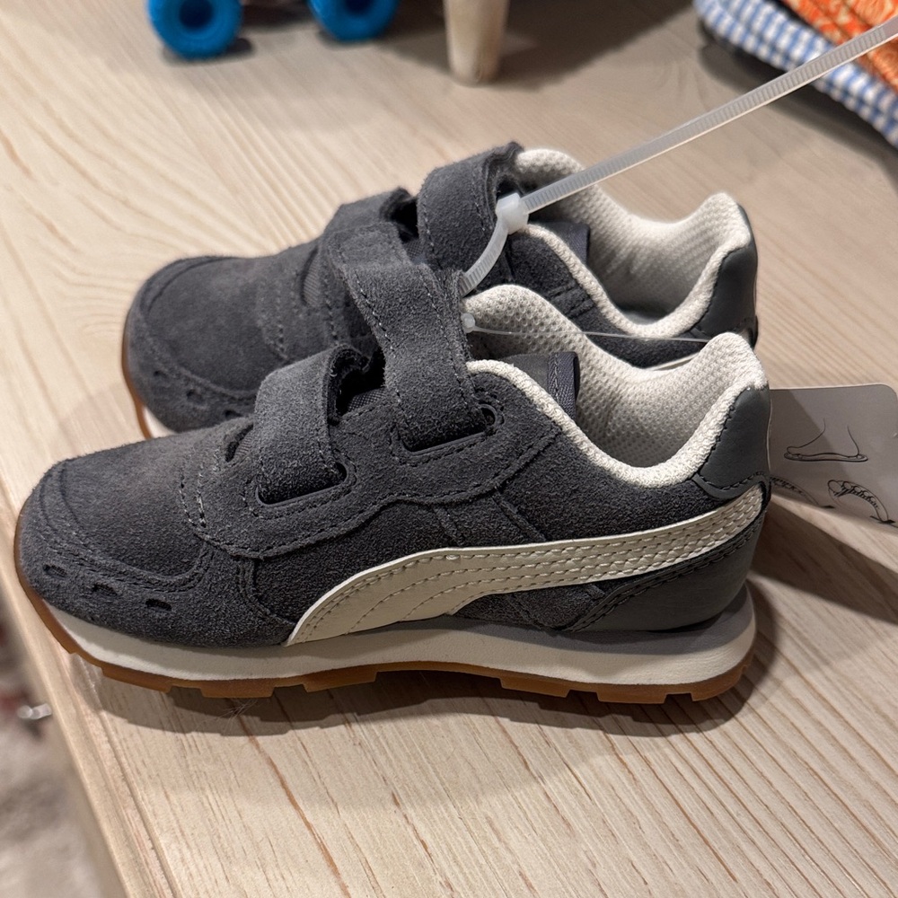 Puma Kids Charcoal and Cream Sneakers